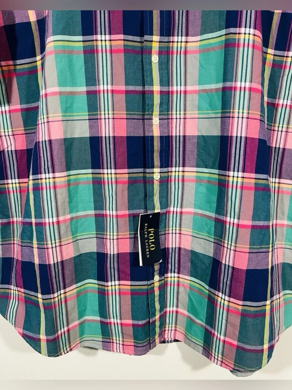 NWT Polo Ralph Lauren Plaid Oxford Shirt Big & Tall 2XB 2TG Green Pink Madras SS
